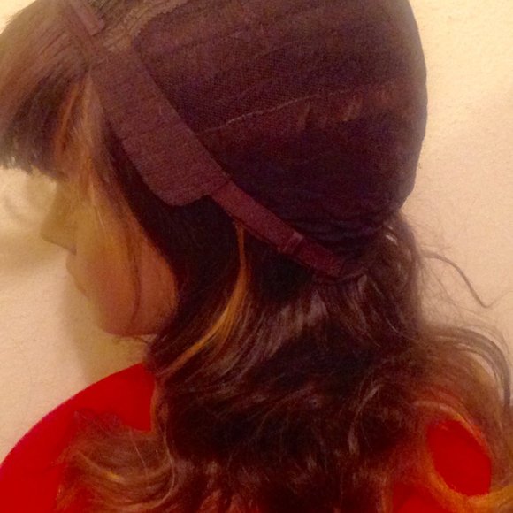 Medium Length Brown with Highlights Synthetic Wig - Picture 9 of 9